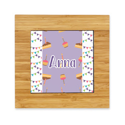 Happy Birthday Bamboo Trivet with Ceramic Tile Insert (Personalized)