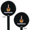 Happy Birthday Black Plastic 5.5" Stir Stick - Double Sided - Round - Front & Back