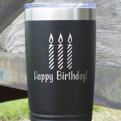 Happy Birthday 20 oz Stainless Steel Tumbler - Black - Double Sided (Personalized)