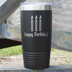 Happy Birthday 20 oz Stainless Steel Tumbler - Black - Single Sided (Personalized)
