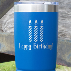 Happy Birthday 20 oz Stainless Steel Tumbler - Royal Blue - Single Sided (Personalized)