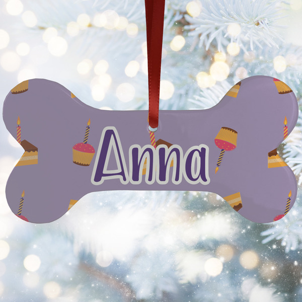 Custom Happy Birthday Ceramic Dog Ornament w/ Name or Text