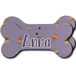 Happy Birthday Ceramic Dog Ornament - Front & Back w/ Name or Text