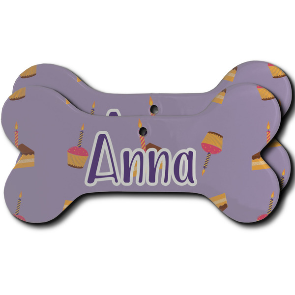 Custom Happy Birthday Ceramic Dog Ornament - Front & Back w/ Name or Text