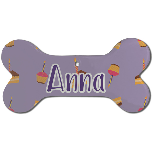 Custom Happy Birthday Ceramic Dog Ornament - Front w/ Name or Text