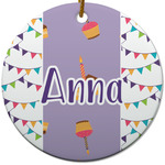 Happy Birthday Round Ceramic Ornament w/ Name or Text