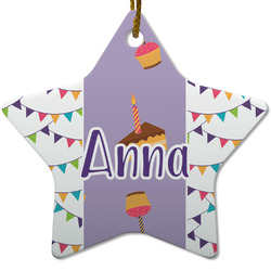 Happy Birthday Star Ceramic Ornament w/ Name or Text