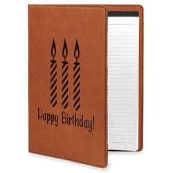 Happy Birthday Leatherette Portfolio with Notepad - Large - Single Sided (Personalized)