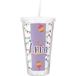 Happy Birthday Double Wall Tumbler with Straw (Personalized)