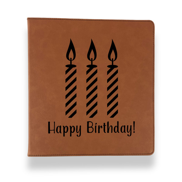 Custom Happy Birthday Leather Binder - 1" - Rawhide (Personalized)