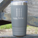Happy Birthday 20 oz Stainless Steel Tumbler - Grey - Single Sided (Personalized)