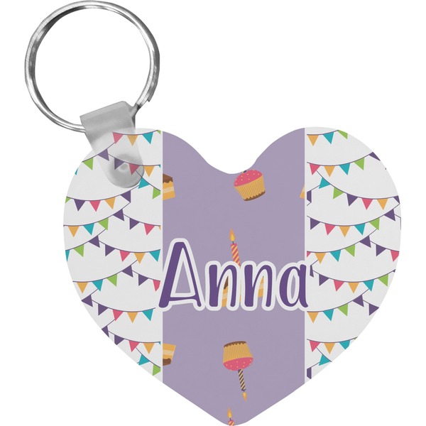 Custom Happy Birthday Heart Plastic Keychain w/ Name or Text