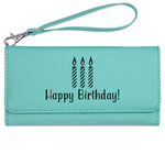 Happy Birthday Ladies Leatherette Wallet - Laser Engraved- Teal (Personalized)