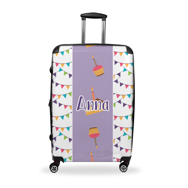 Custom Happy Birthday Suitcase - 28" Large - Checked w/ Name or Text