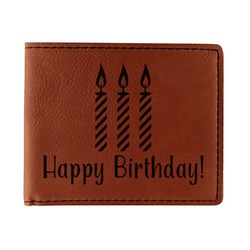 Happy Birthday Leatherette Bifold Wallet - Double Sided (Personalized)
