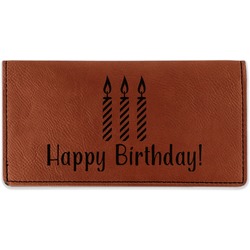 Happy Birthday Leatherette Checkbook Holder - Double Sided (Personalized)