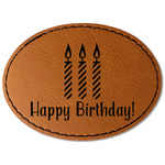 Happy Birthday Faux Leather Iron On Patch - Oval (Personalized)