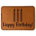 Happy Birthday Faux Leather Iron On Patch - Rectangle (Personalized)