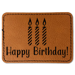 Happy Birthday Faux Leather Iron On Patch - Rectangle (Personalized)