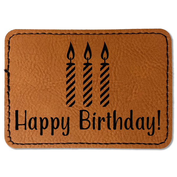 Custom Happy Birthday Faux Leather Iron On Patch - Rectangle (Personalized)