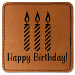 Happy Birthday Faux Leather Iron On Patch - Square (Personalized)