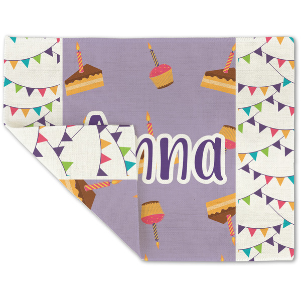 Custom Happy Birthday Double-Sided Linen Placemat - Single w/ Name or Text