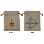 Happy Birthday Medium Burlap Gift Bag - Front & Back (Personalized)