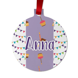 Happy Birthday Metal Ball Ornament - Double Sided w/ Name or Text