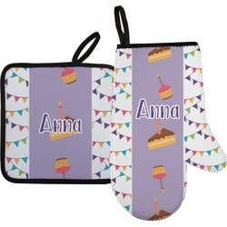 Happy Birthday Right Oven Mitt & Pot Holder Set w/ Name or Text