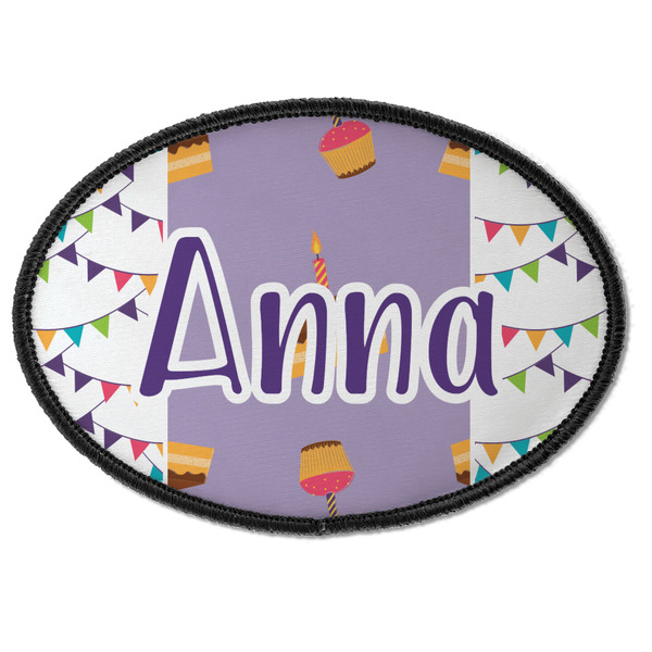 Custom Happy Birthday Iron On Oval Patch w/ Name or Text