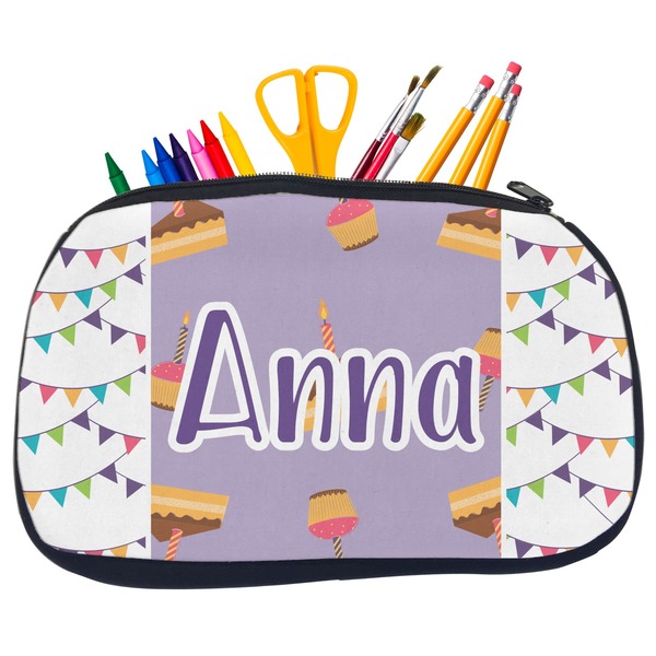 Custom Happy Birthday Neoprene Pencil Case - Medium w/ Name or Text