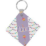 Happy Birthday Diamond Plastic Keychain w/ Name or Text