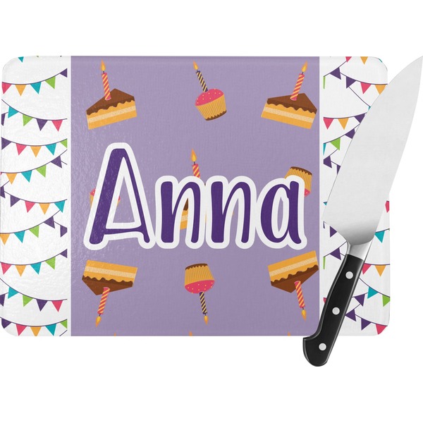 Custom Happy Birthday Rectangular Glass Cutting Board (Personalized)