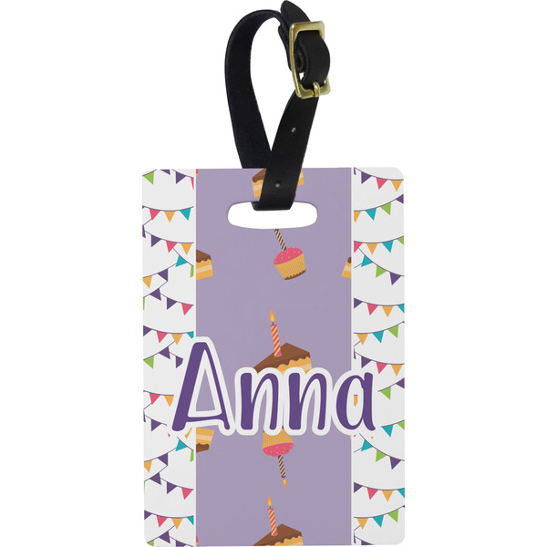 Custom Happy Birthday Plastic Luggage Tag - Rectangular w/ Name or Text