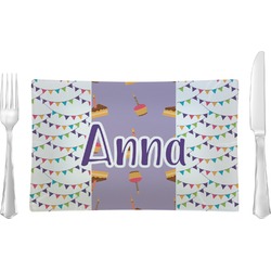 Happy Birthday Rectangular Glass Lunch / Dinner Plate - Single or Set (Personalized)