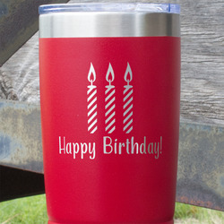 Happy Birthday 20 oz Stainless Steel Tumbler - Red - Single Sided (Personalized)