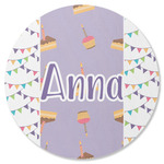 Happy Birthday Round Rubber Backed Coaster (Personalized)