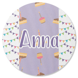Happy Birthday Round Rubber Backed Coaster (Personalized)