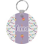 Happy Birthday Round Plastic Keychain (Personalized)