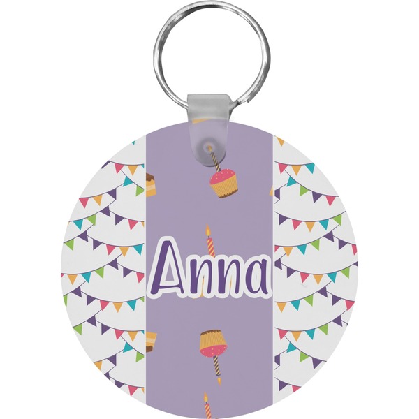 Custom Happy Birthday Round Plastic Keychain (Personalized)