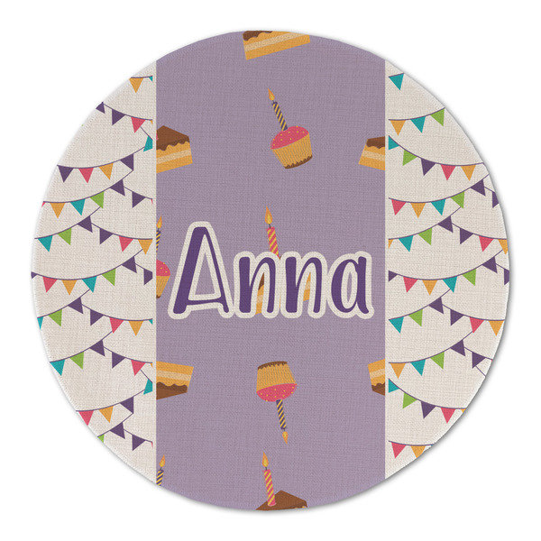 Custom Happy Birthday Round Linen Placemat (Personalized)