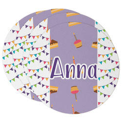 Happy Birthday Round Paper Coasters w/ Name or Text