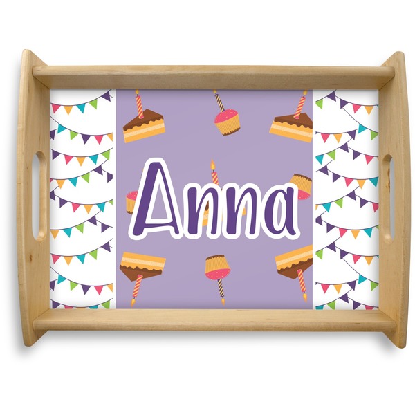 Custom Happy Birthday Natural Wooden Tray - Large (Personalized)