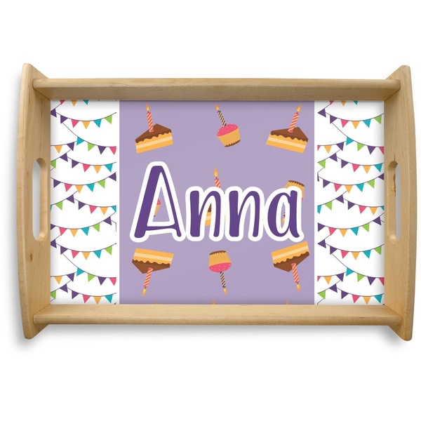 Custom Happy Birthday Natural Wooden Tray - Small (Personalized)