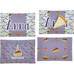 Happy Birthday Set of 4 Glass Rectangular Appetizer / Dessert Plate (Personalized)