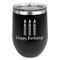 Happy Birthday Stainless Wine Tumblers - Black - Double Sided - Front