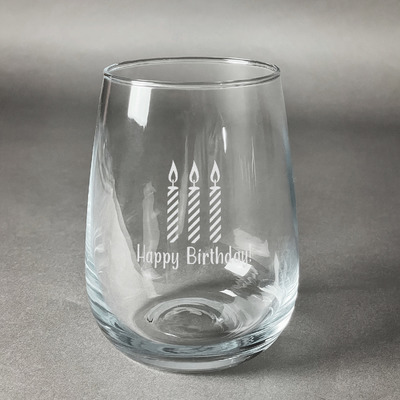 Happy Birthday Stemless Wine Glass, Personalized With Recipient's Age