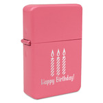 Happy Birthday Windproof Lighter - Pink - Single Sided (Personalized)