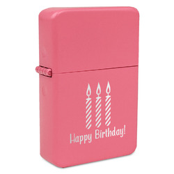 Happy Birthday Windproof Lighter - Pink - Single Sided & Lid Engraved (Personalized)