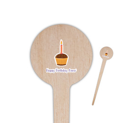 Happy Birthday 4" Round Wooden Food Picks - Double Sided (Personalized)